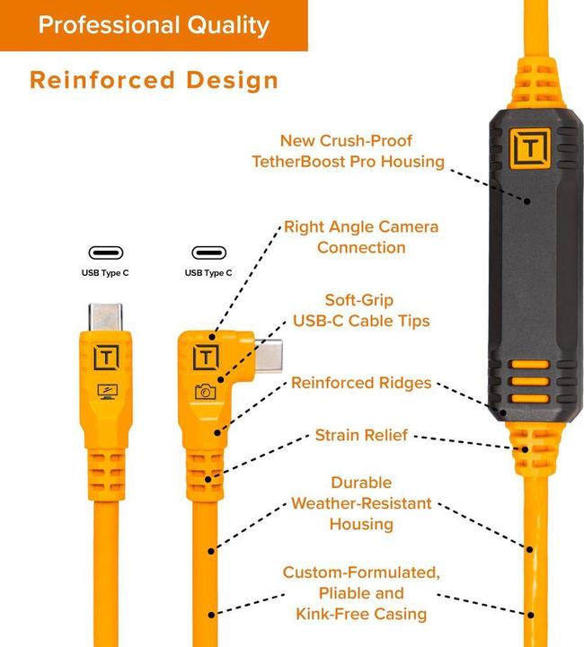 Produktbild Tether Tools TetherPro USB-C Optima 10G rechts orange 9,4m (9.40 m, USB 3.2 Gen 2)