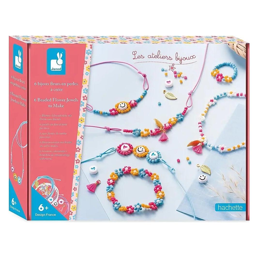 Janod 6 Bijoux Fleurs En Perles à Créer