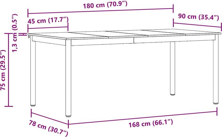 Image du produit vidaXL Esstisch (180 x 90 x 75 cm)