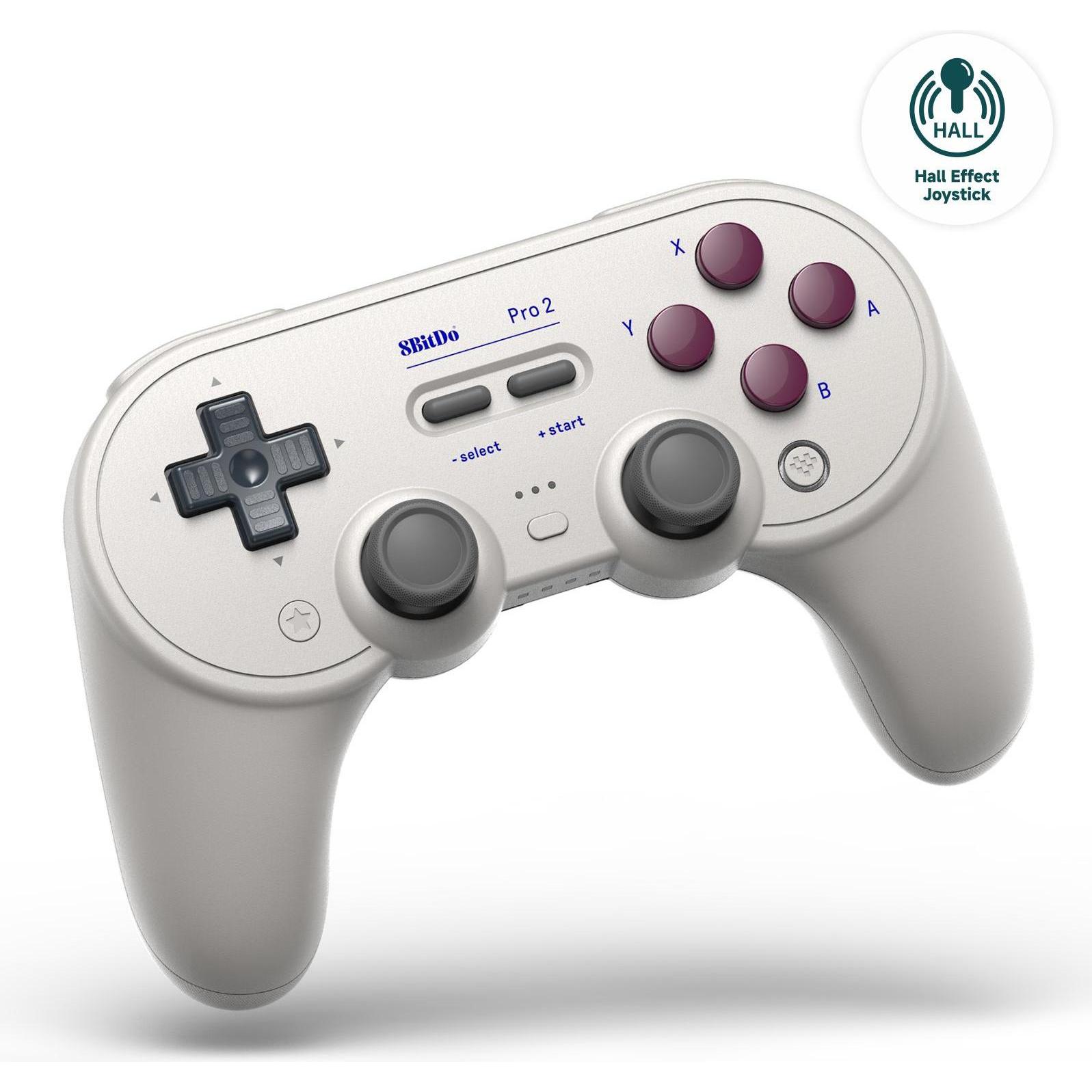 8bitdo Pro 2 - Edizione Hall (Switch, Windows, Android, iOS), Controller gaming, Bianco