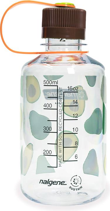 Actual product image Nalgene 16oz NM Clear w/Avocados print (0.50 l)