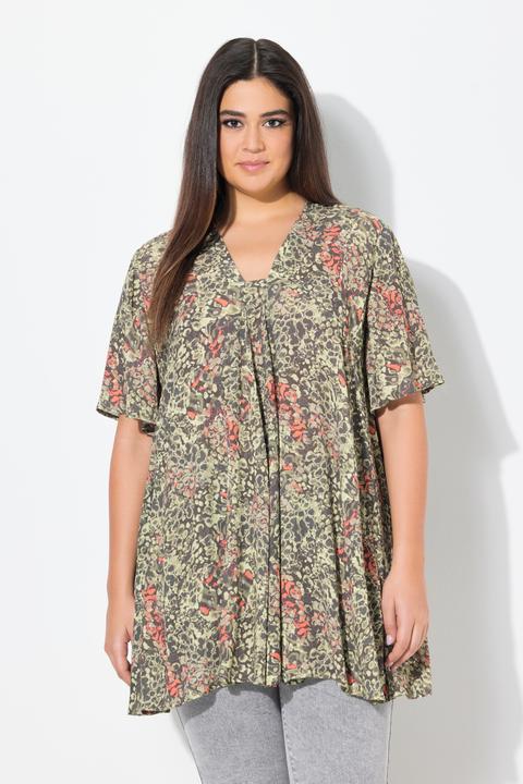 Produktbild Ulla Popken Bluse, Tiermuster, A-Linie, Carré-Ausschnitt, Halbarm (46, 48)