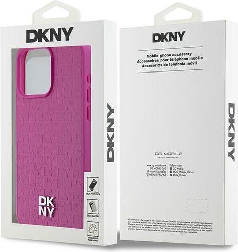 Actual product image DKNY DKHMP15XPSHRPSP iPhone 15 Pro Max 6.7" różowy/pink hardcase Leather Monogram Pattern Metal Logo (Apple iPhone 15 Pro Max)