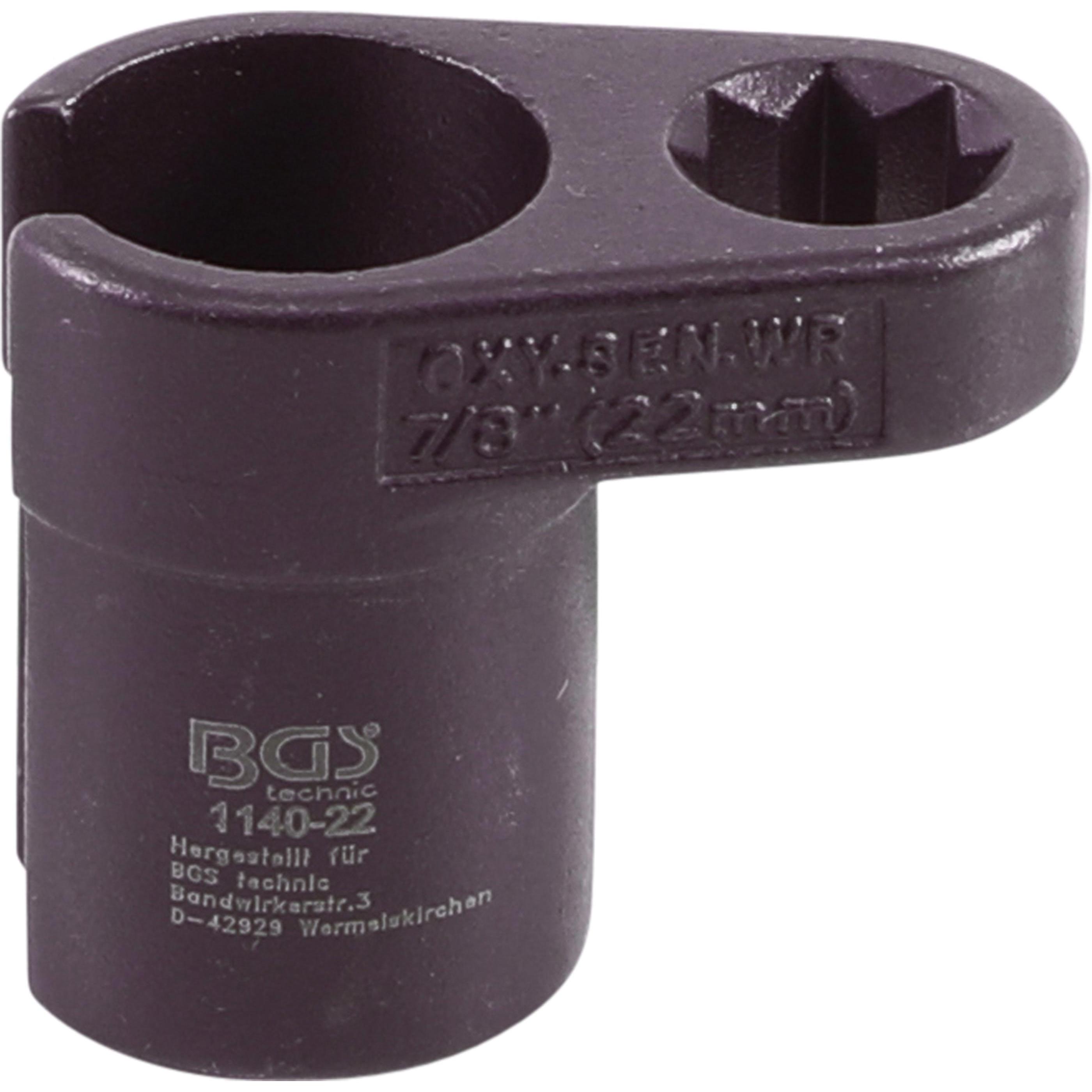 BGS, Fahrzeug Werkzeug, Lambdasonden-Einsatz abgewinkelt Antrieb Innenachtkant 12,5 mm (1/2") SW 22 mm Schlitz 11 mm