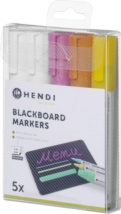 Image du produit Hendi Marqueur craie 6 mm 2x blanc (2x blanc, 1x jaune, 1x bronze, 1x rose, 6 mm, 1 x)