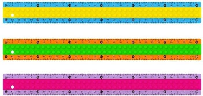 Actual product image Keyroad plastic ruler, Lego shape, 30 cm, Anhnger, colour mix (30 cm, Plastic)