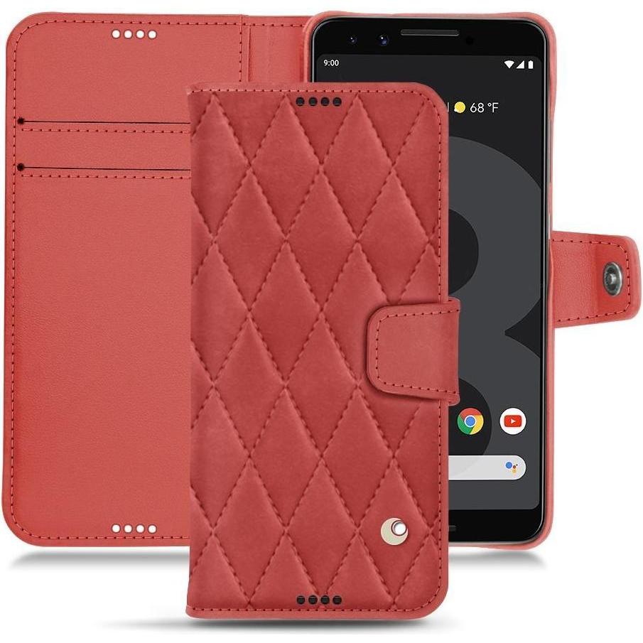 Noreve Lederschutzhülle Wallet (Google Pixel 3), Smartphone Hülle, Rot