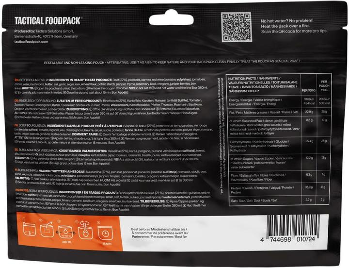 Image du produit Tactical Foodpack Ragoût de boeuf bourguignon (110 g)