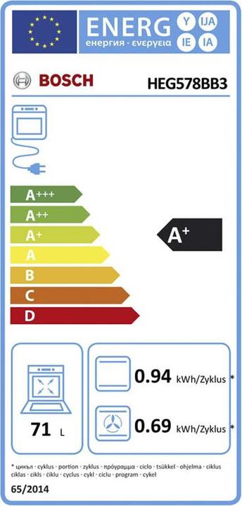 Etichetta energetica Bosch Hausgeräte HEG578BB3 & NKE611GA2E Herdset 230V