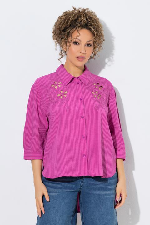 Immagine prodotto Ulla Popken Camicia in seersucker con ricami, collo da camicia e maniche a 3/4 (46)