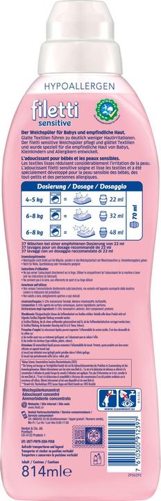 Actual product image Filetti Sensitive (37 Washing cycles, Liquid detergent)