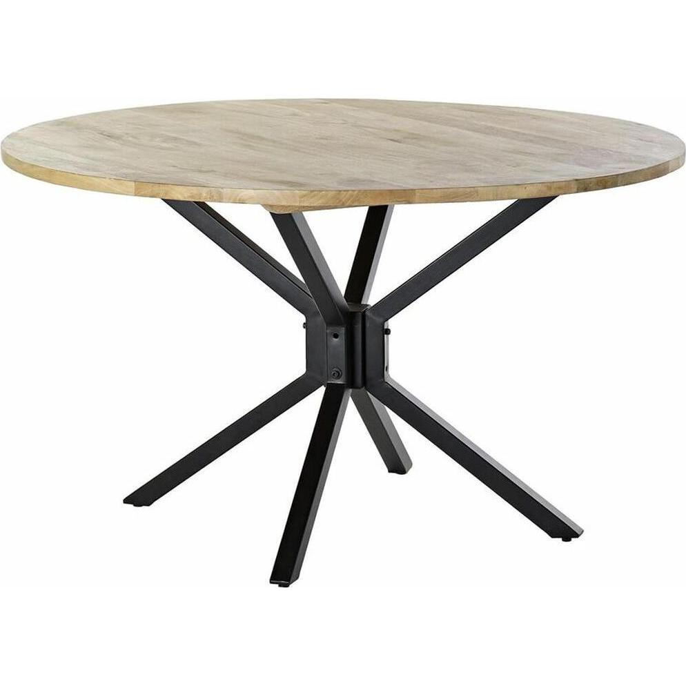 DKD Home Decor, Esstisch, Esstisch 127 x 127 x 75 cm natürlich Schwarz Metall Aluminium Mango-Holz