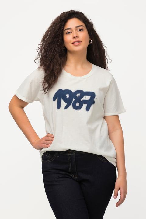 Immagine prodotto Ulla Popken T-shirt dal taglio oversize con spray design, scollo a girocollo e mezze maniche (42, 44)