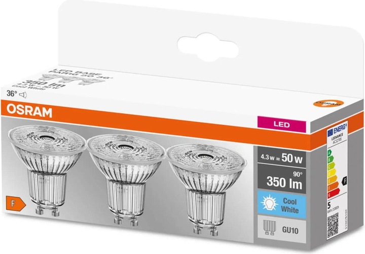 Produktbild Osram Base (GU10, 4.30 W, 350 lm, 3 x, F)