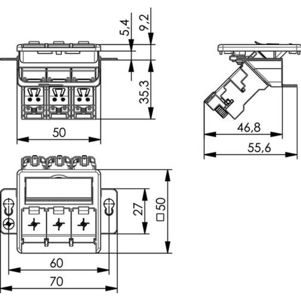 Thumbnail - Telegärtner, Steckdose, Modulaufnahme AMJ-S 3-fach UP/0 Flexinkl. 3 Module Cat.6a T568A - Power over Eth