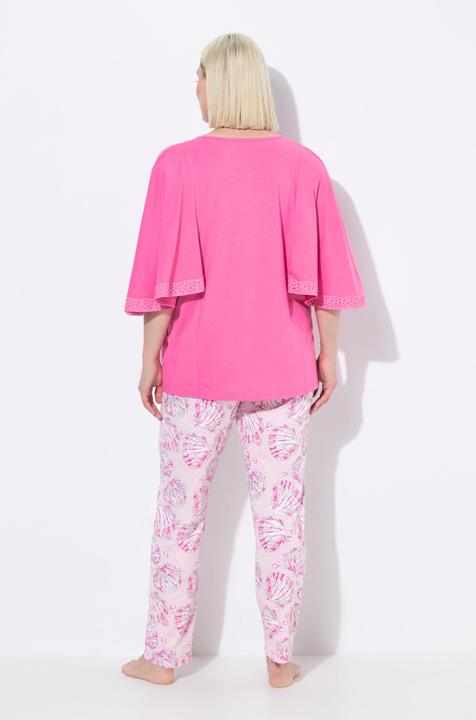 Image du produit Ulla Popken Pyjama à col tunisien, manches courtes et motif coquillages (42, 44)