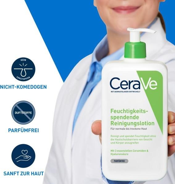 Produktbild CeraVe Feuchtigkeitsspendende Reinigungslotion für Gesicht und Körper (Reinigungslotion, 236 ml)
