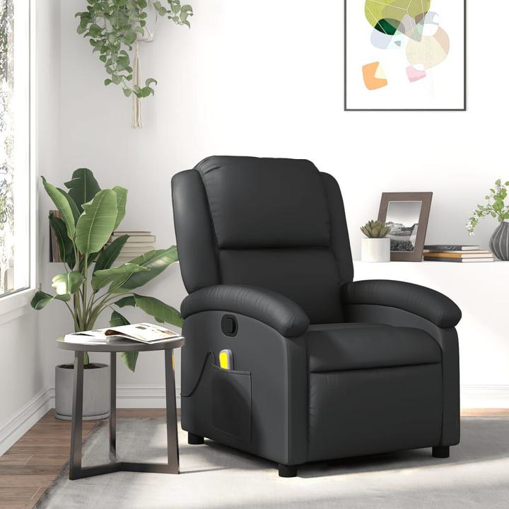 Image du produit VidaXL Fauteuil de massage noir cuir véritable,Couleur : noir,Matériaux