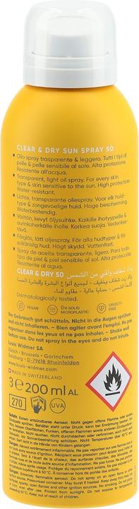 Image du produit Widmer Louis Clear & Dry Sun Spray LSF50 ohne Parfum 200 ml (Spray solaire, SPF 50, 200 ml)