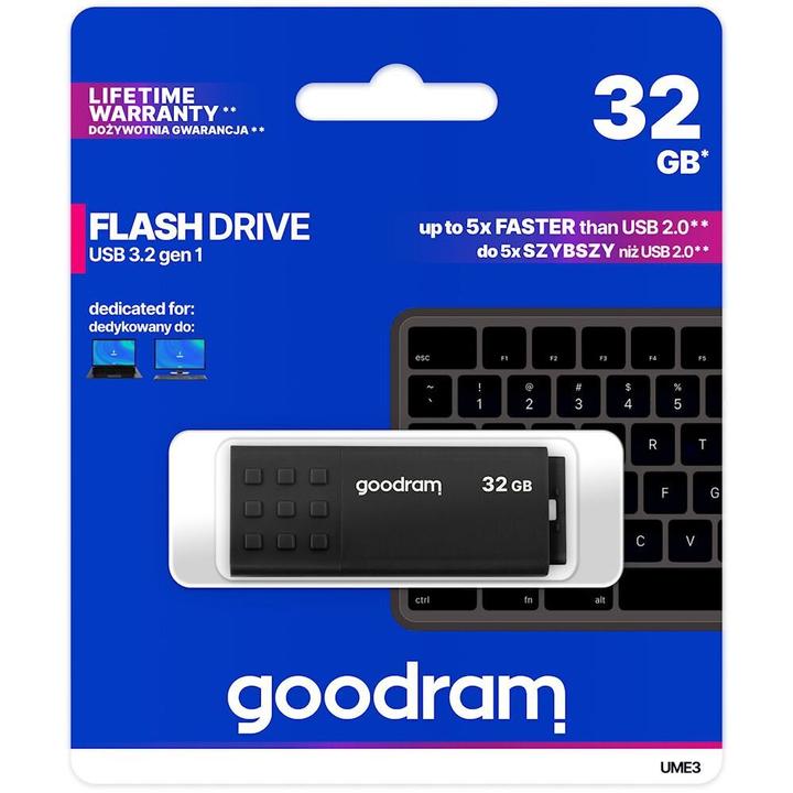 Actual product image Goodram UME3 - 32 GB - USB Type-A - 3.2 Gen 1 (3.1 Gen 1) - 60 MB/s - cap - black (32 GB, USB-A)