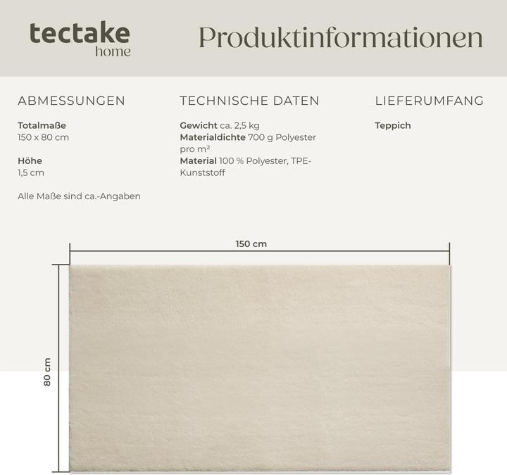 Actual product image tectake Kurzflorteppich Soft Zone (80 x 150 cm)