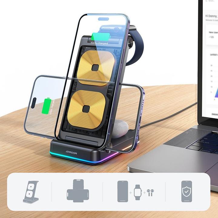 Immagine prodotto Joyroom Stazione di ricarica wireless 3in1 JR-WQN01 (15 W)