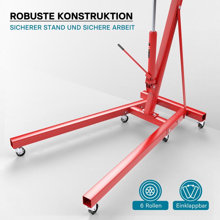 Produktbild Wiltec Motorheber Werkstattkran Hydraulisch Doppelpumpe 2000 kg Getriebeheber Hebekran