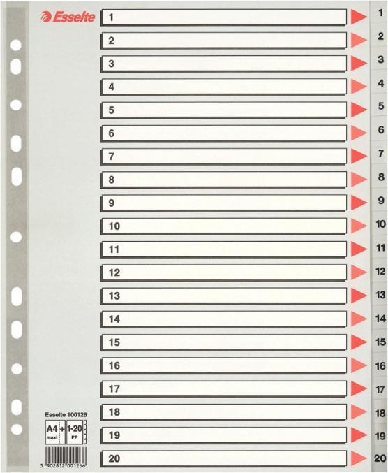 Actual product image Esselte 100126 Tab Index Numeric Index Polypropylene (PP)