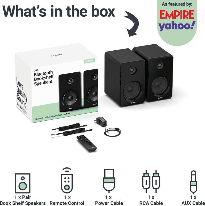 Produktbild Majority D40 Aktiv Regal-Lautsprecher (1 Paar, 60 W)