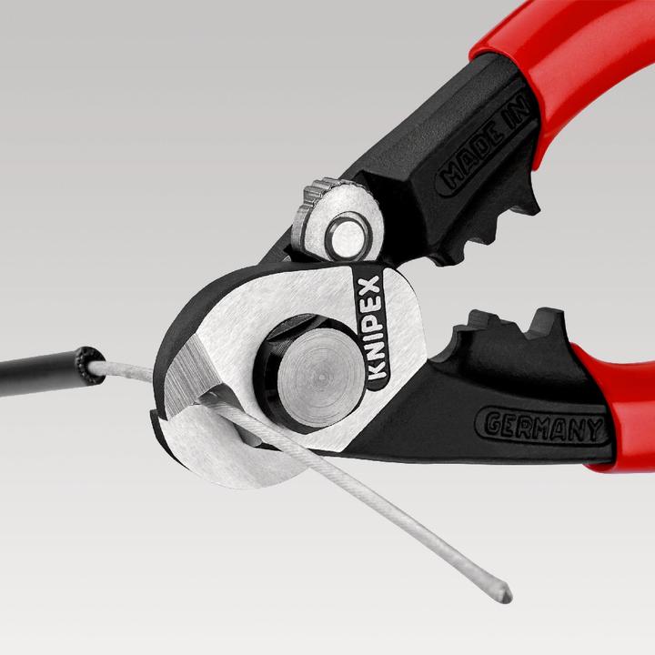 Produktbild Knipex Drahtseilschere L.190mm mit Befestigungsöse BK brüniert Griff 2Komp.-Hüllen Schneidwert Pianodrah... (321 mm)