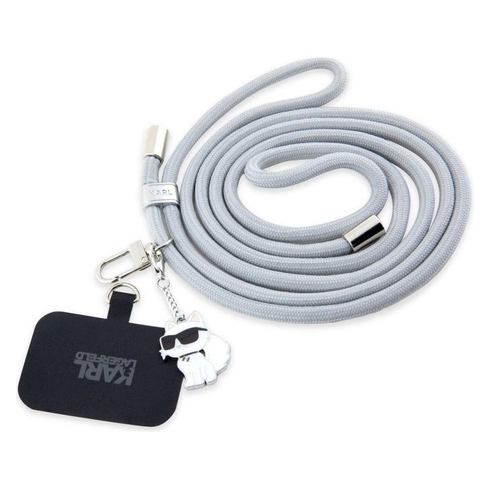 Karl Lagerfeld Klucnmsckig Universal Cbdy Cord Pasek Czarny/black, Handykette, Grau
