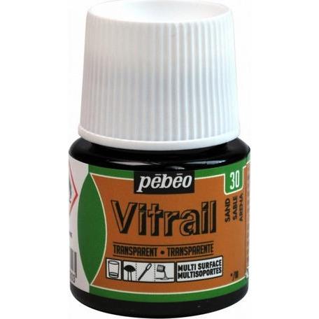 Pebeo, Künstlerfarbe + Bastelfarbe, Vitrail Transparentfarben (Sandfarben, 45 ml)