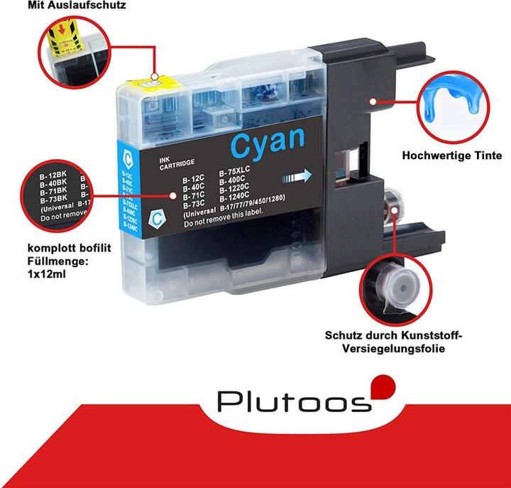 Image du produit Plutoos Brother LC-1240 Cartouches XXL compatibles, jeu de 4 couleurs (C, CF, M, Y)