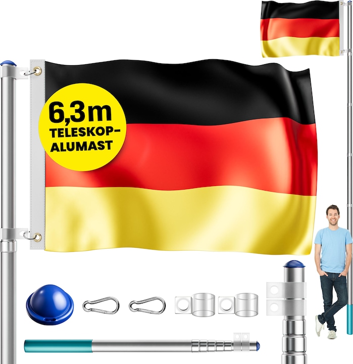 Monzana Mât drapeau télescopique
