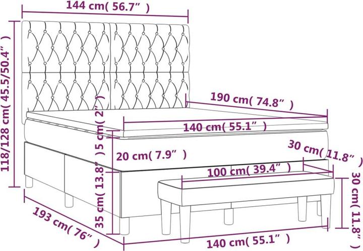 Actual product image vidaXL Boxspringbett (140 x 190 cm)