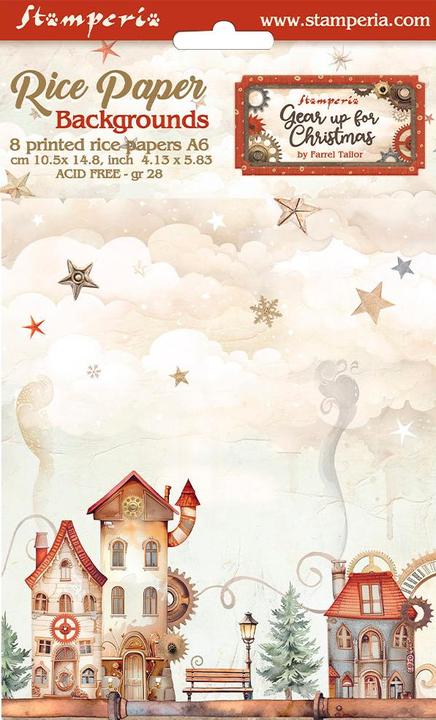 Immagine prodotto Stamperia Motivo sfondi in filo di paglia "Preparati per il Natale", DIN A6, set da 8 (8 x)