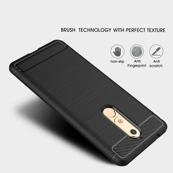 Actual product image König Design Nokia 5.1 Case Carbon Fiber Optic Brushed Protective Cover Bumper Case Cover Black (Nokia 5.1)