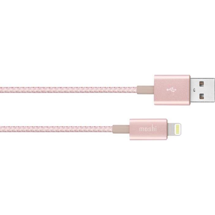 Moshi Durable Braided Charge/Sync Cable - Integra Lightning to USB-A Cable - Golden Rose (1.20 m, USB 2.0), USB Kabel