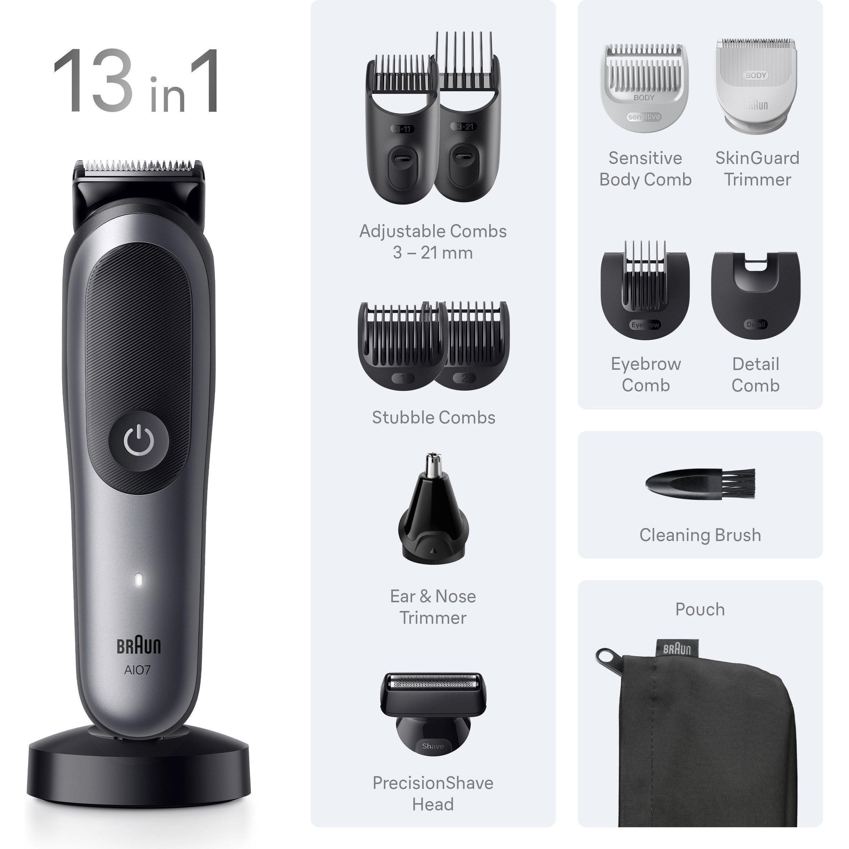 Braun Nero/Grigio Regolabarba + Tagliacapelli, All-In-One Series 7