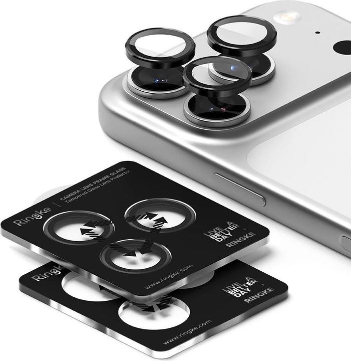 Produktbild Ringke - Camera Lens Frame Glass - iPhone 17 Pro / iPhone 17 Pro Max - Black (2 Stk., Apple iPhone 17 Pro, Apple iPhone 17 Pro Max)