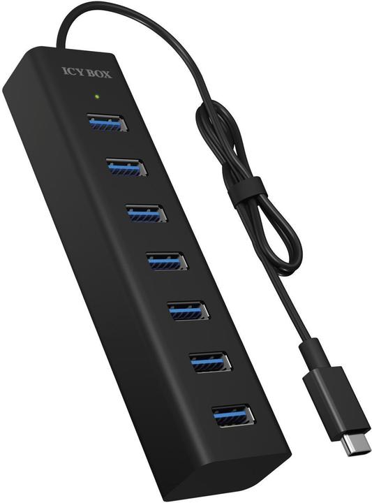 Immagine prodotto Icy Box Docking station multiporta, hub USB 3.0 ad alta velocità, IB-HUB1700-C3 (USB-C, 7 porte)
