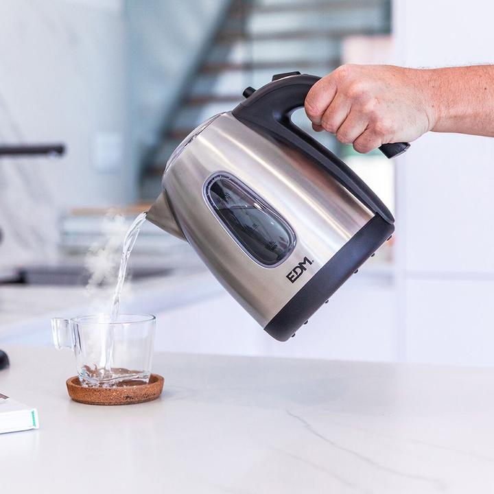 Produktbild EDM Wasserkocher 07656 Kettle Schwarz Edelstahl 2200 W 1,7 L (1.70 l)