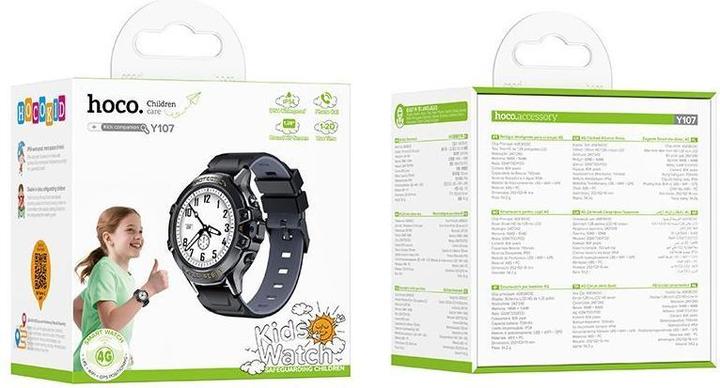 Actual product image Hoco Tablet accessories Smartwatch for kids 1,28" 4G GPS with call function Y107 black (4G)