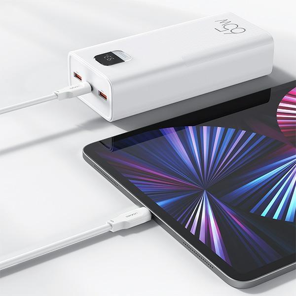 Actual product image Usams Powerbank PB68 30000mAh 65W QC3.0+PD Fast Charge + cable USB-C/USB-C 100W biały/white ATXLOGTC (30000 mAh, 65 W)