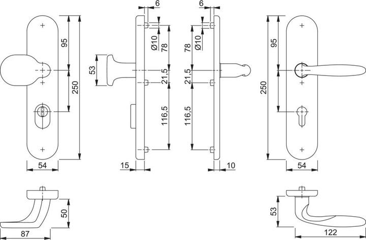 Actual product image Hoppe Verona M86G/3332ZA/3310/151 Interchangeable set 72mm (Door handle)