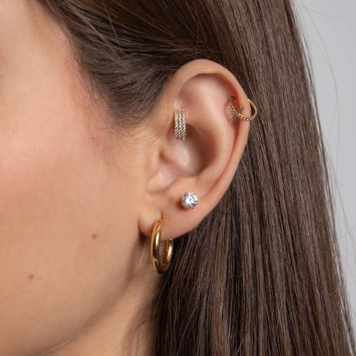 Immagine prodotto Bijouteria Piercing orecchio (Titanio, Vetro (di orologio), Rivestimento in PVD (colore oro))