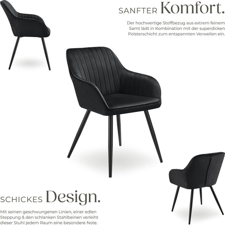 Actual product image tectake Chair Marilyn, Velvet look, quilted