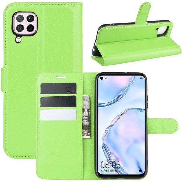 Thumbnail - MU Classic Litchi Leder Bookcover Series (Huawei P40 Lite), Smartphone Hülle, Grün