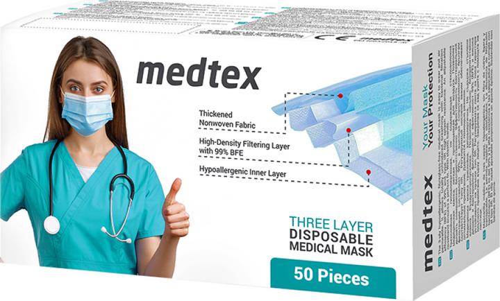 Medtex Medizinische Einwegmasken Typ IIR, 50 Stk. (Schutzklasse I, 50 x)