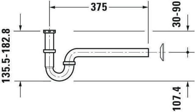 Actual product image Duravit Washbasin tubular siphon 1 1/4inch, chrome (Tube siphon, 1 1/4")